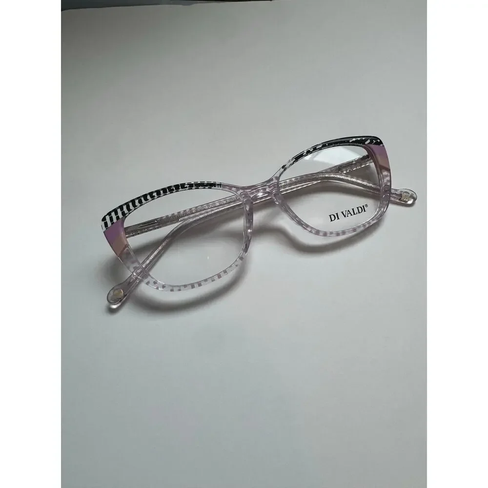 NEW Di Valdi DVO8206 - Clear polka bot cat eye Eyeglasses frame